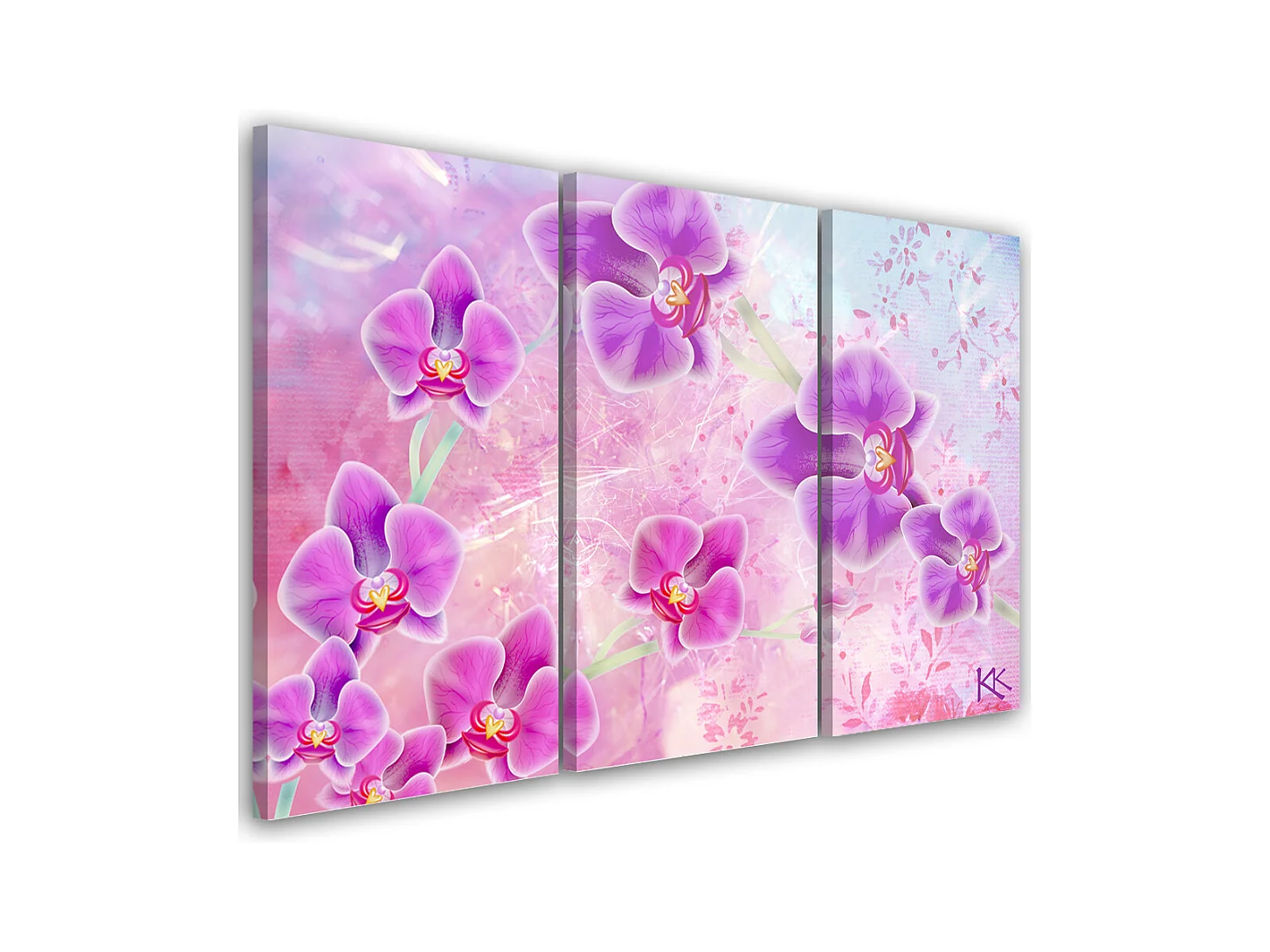 Quadro su tela 3 paneli, Astrazione dei fiori di orchidea - 60x40