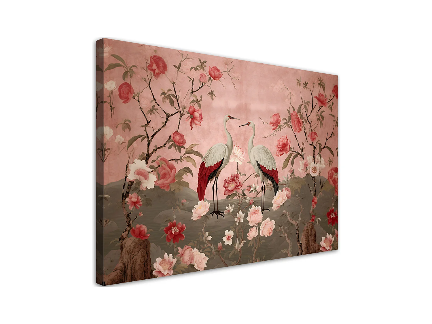 Canvas art print, Chinoiserie Flowers and Birds - 100x70