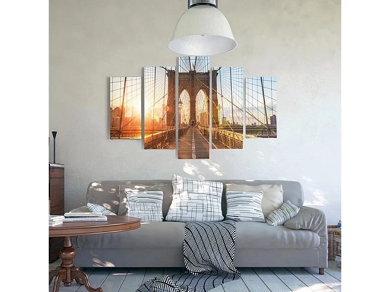 Quadro su tela 5 paneli Ponte di Brooklyn New York - 150x100