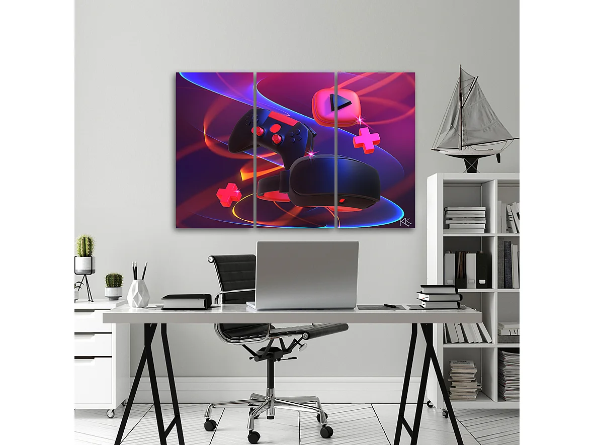 Quadro deco panel 3 paneli, Impostato per il giocatore - 90x60