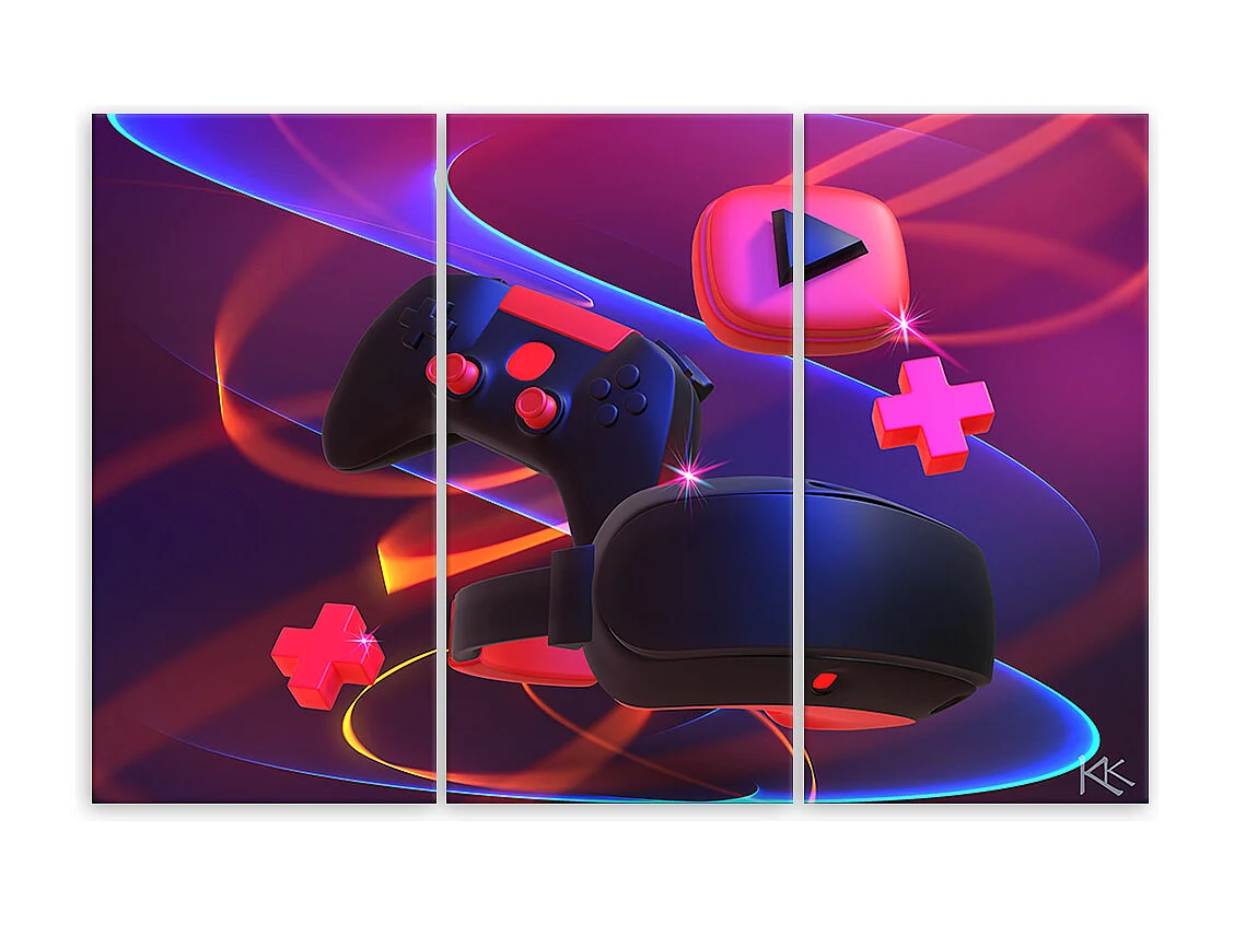 Quadro deco panel 3 paneli, Impostato per il giocatore - 90x60