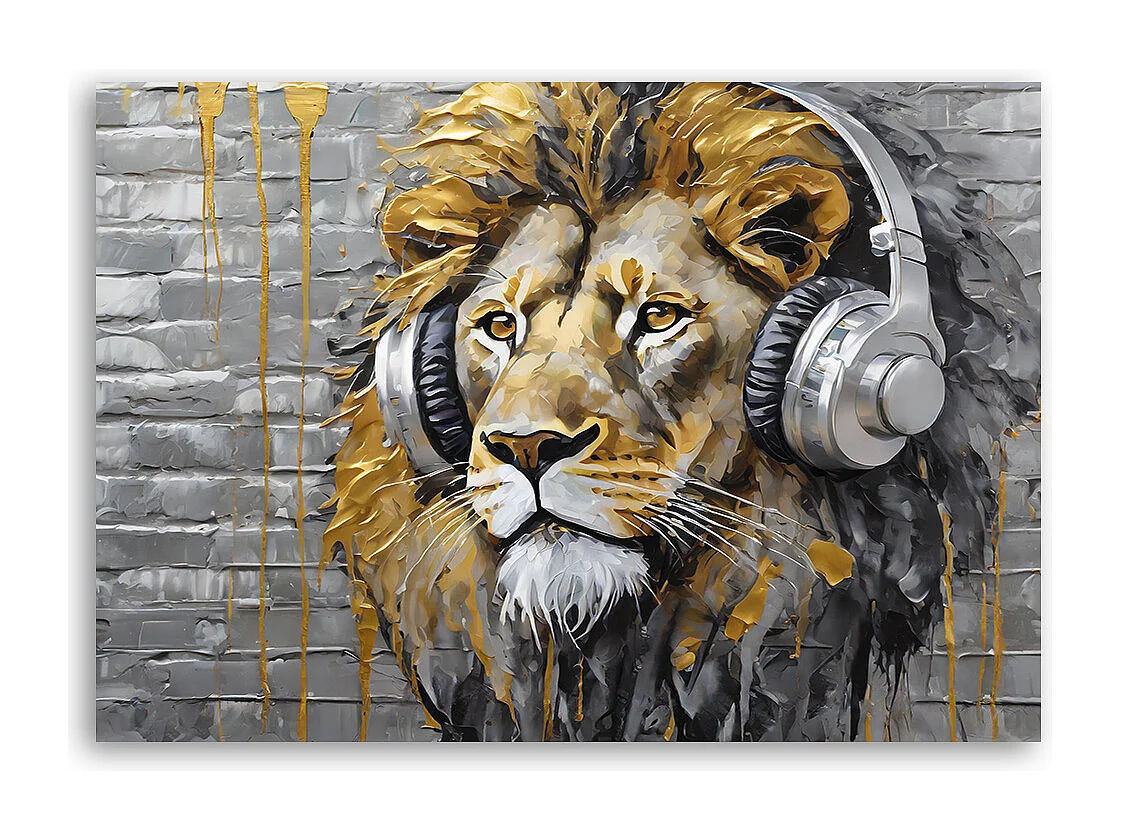 Quadro su tela, Leone Musica Pop Art - 100x70