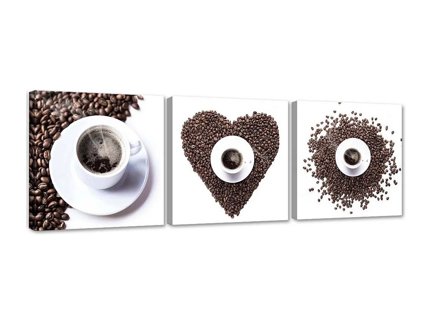 Stampa su tela 3 parti, Il cuore di caffà¨ - 90x30