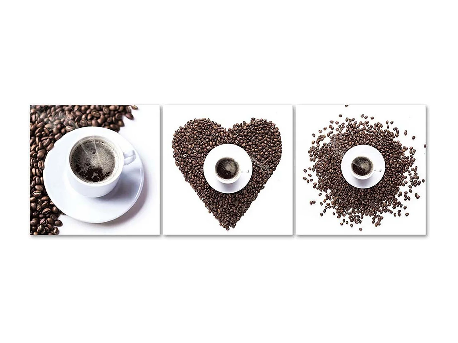 Stampa su tela 3 parti, Il cuore di caffà¨ - 90x30