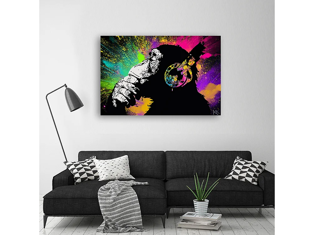Quadro su tela, Monkey colorata di Banksy - 100x70