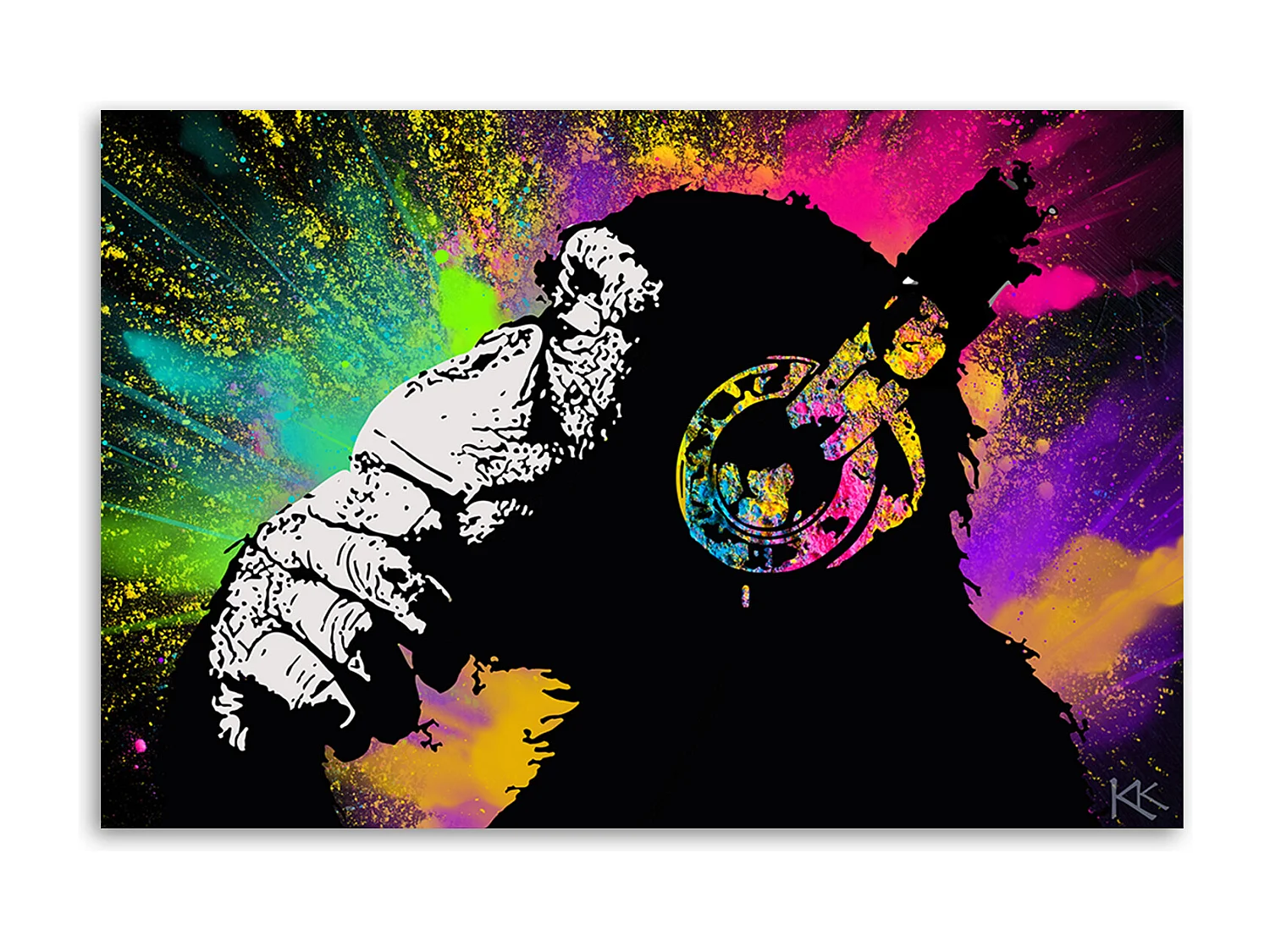 Quadro su tela, Monkey colorata di Banksy - 100x70