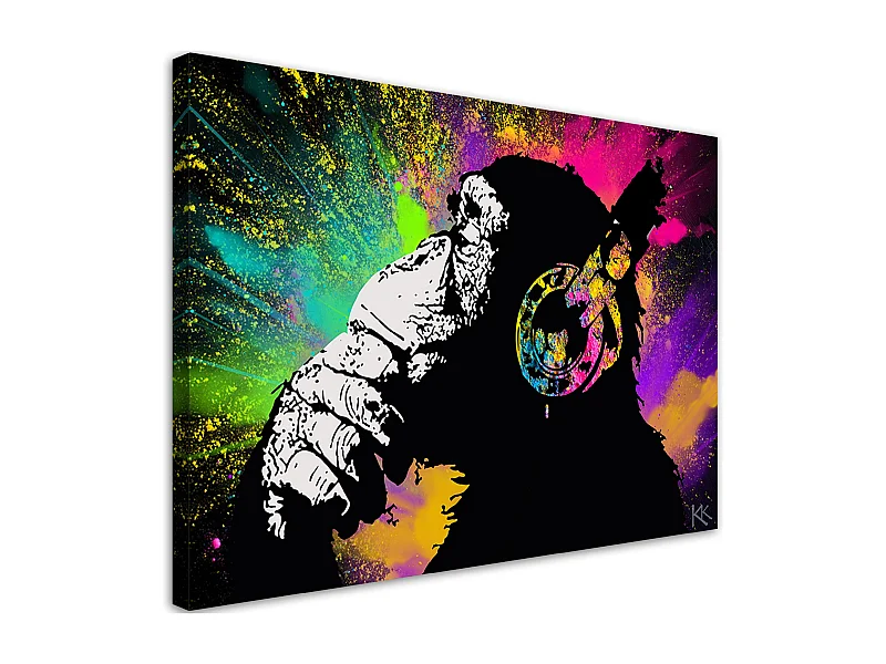 Quadro su tela, Monkey colorata di Banksy - 100x70