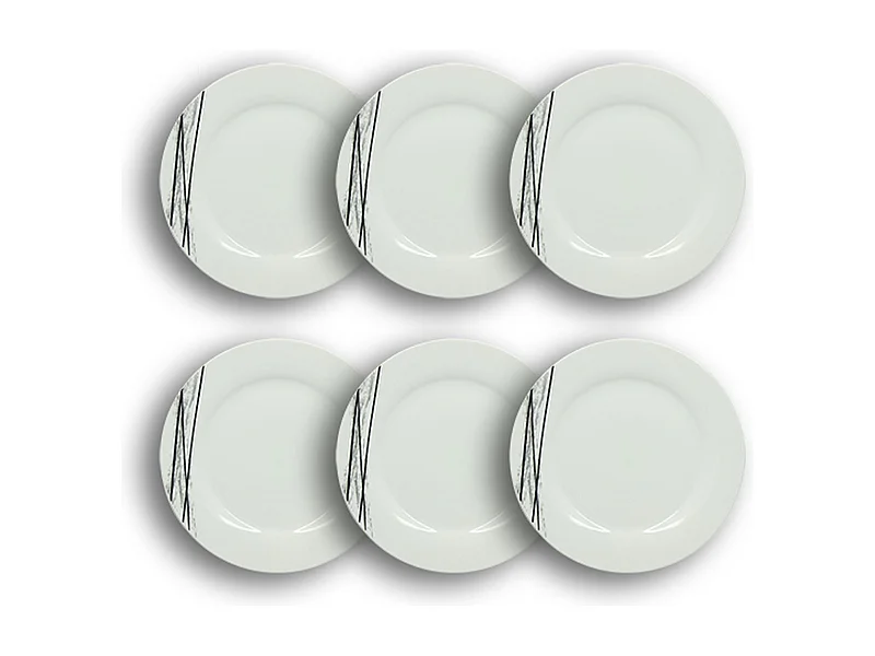 Novastyl - Lot 6 Assiettes Plates Carbone 27cm En Porcelaine Blanc