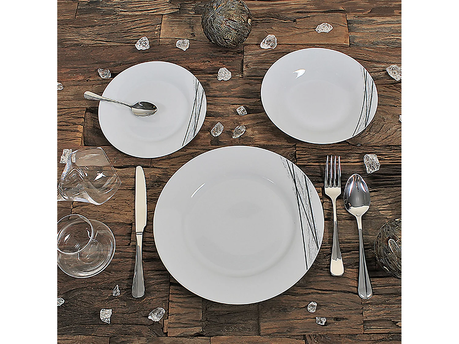 Novastyl - Lot 6 Assiettes Plates Carbone 27cm En Porcelaine Blanc