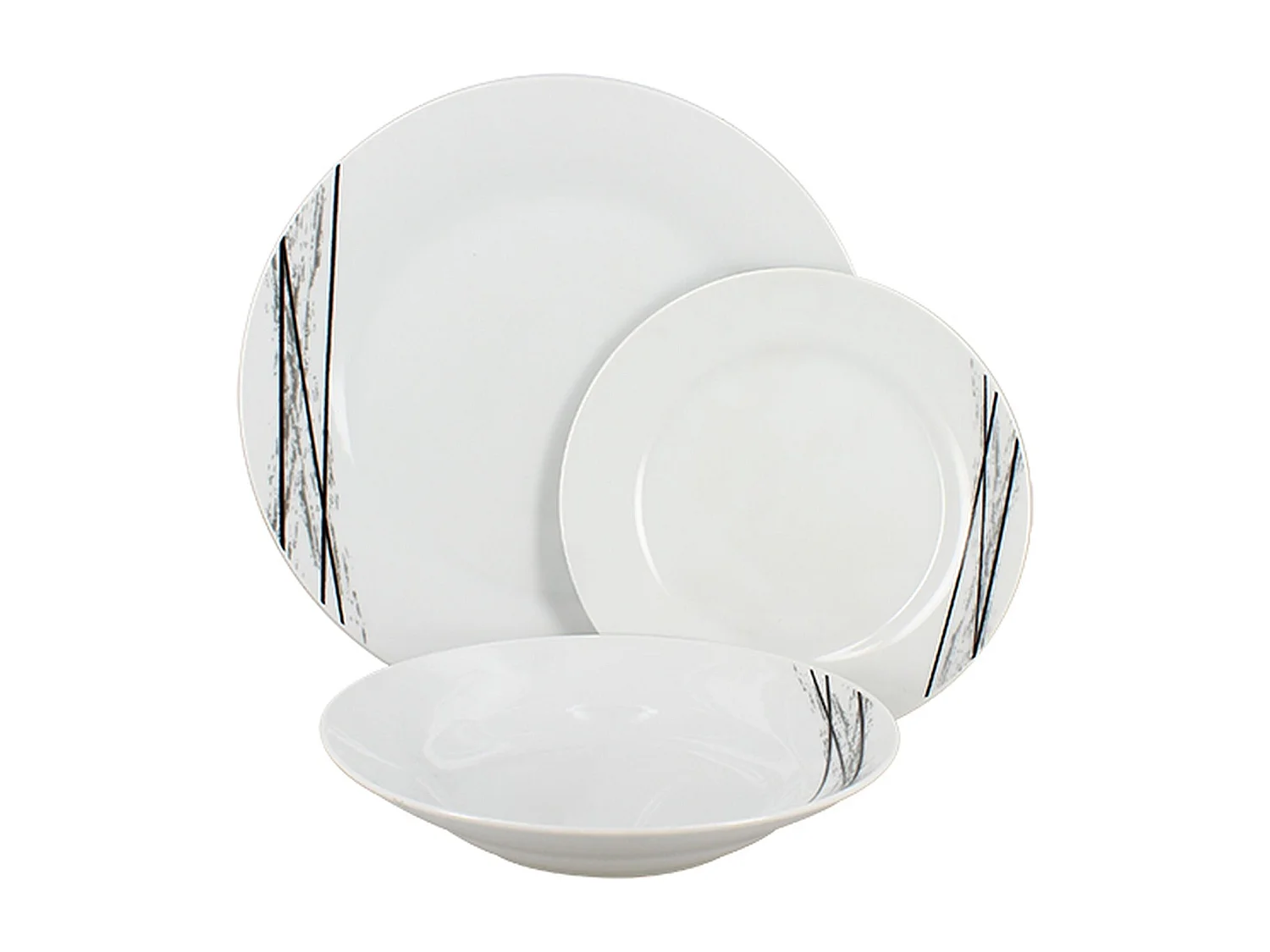 Novastyl - Lot 6 Assiettes Plates Carbone 27cm En Porcelaine Blanc