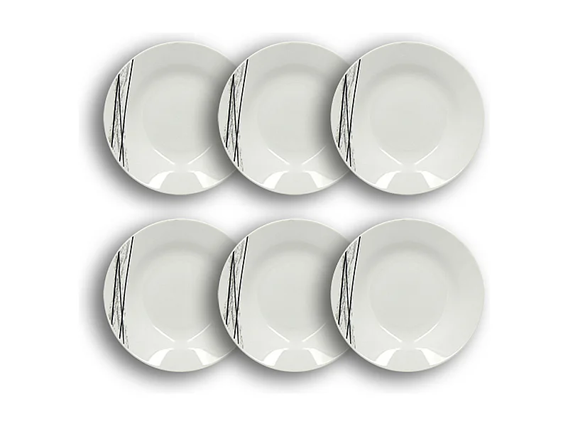 Novastyl - Lot 6 Assiettes Creuses Carbone 20cm En Porcelaine