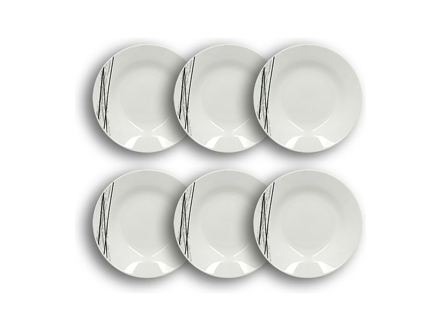 Novastyl - Lot 6 Assiettes Creuses Carbone 20cm En Porcelaine