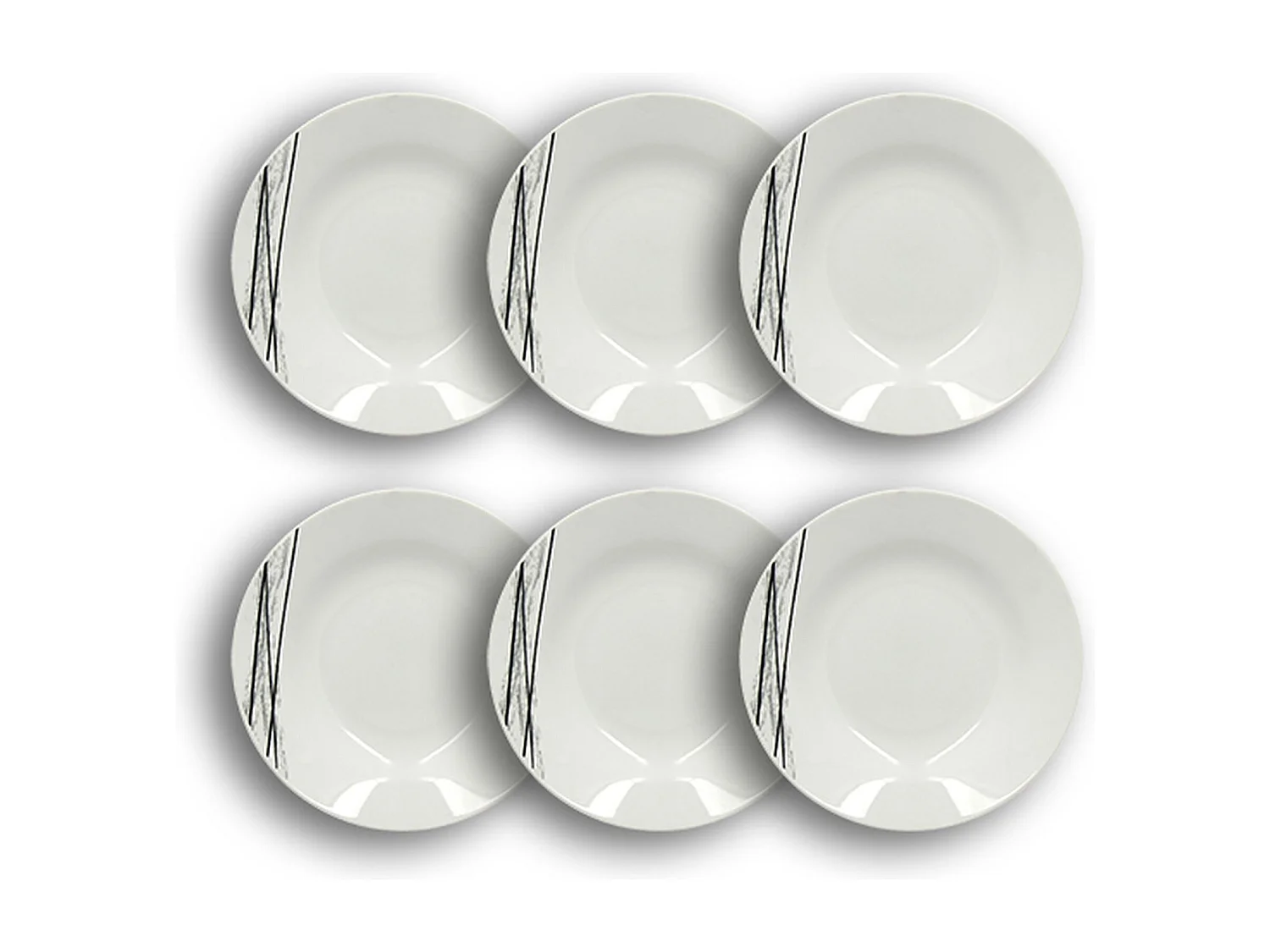 Novastyl - Lot 6 Assiettes Creuses Carbone 20cm En Porcelaine