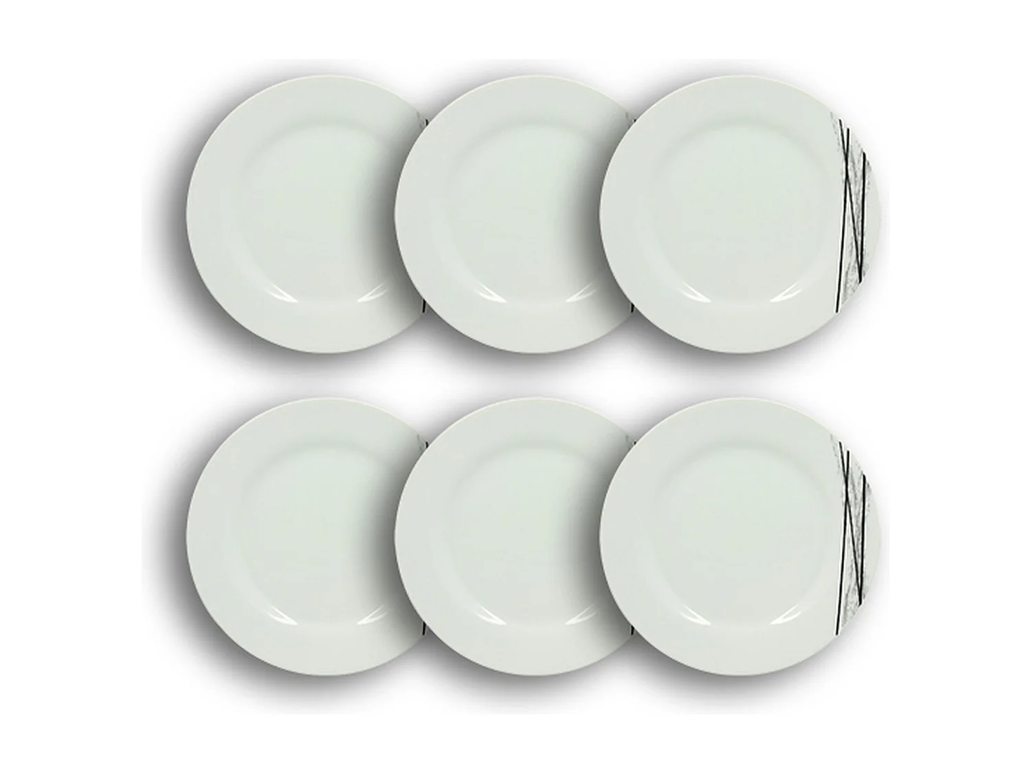 Novastyl - Lot6 Assiettes A Dessert Carbone 19cm En Porcelaine