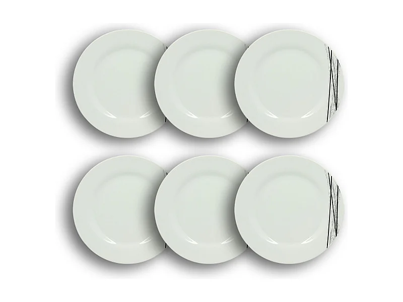 Novastyl - Lot6 Assiettes A Dessert Carbone 19cm En Porcelaine