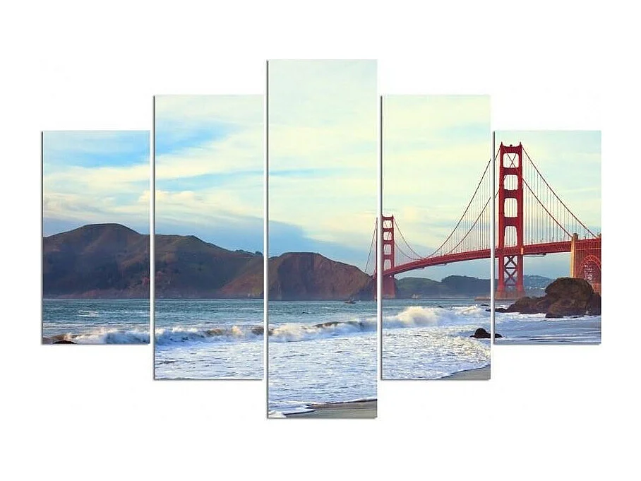 Stampa su tela 5 parti, Ponte del Golden Gate - 100x70