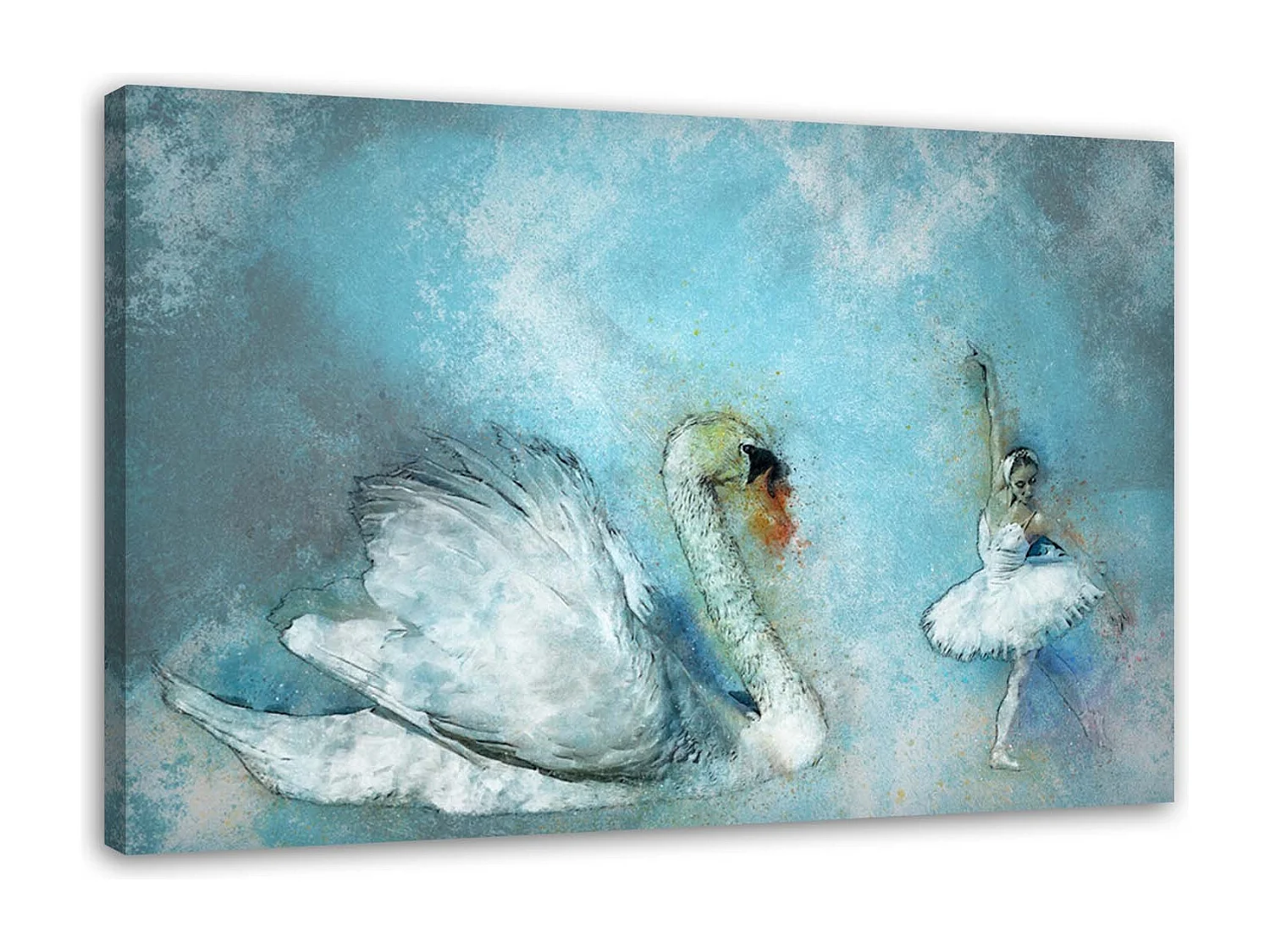 Quadro su tela, Cigno Ballerina Turchese - 60x40