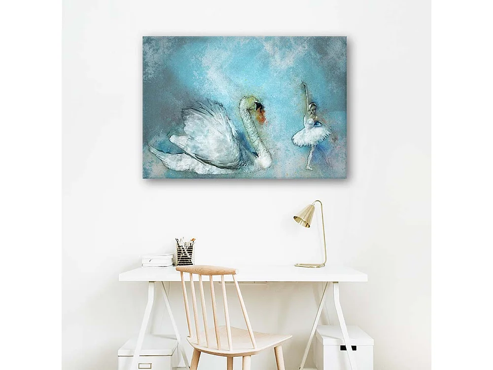 Quadro su tela, Cigno Ballerina Turchese - 60x40