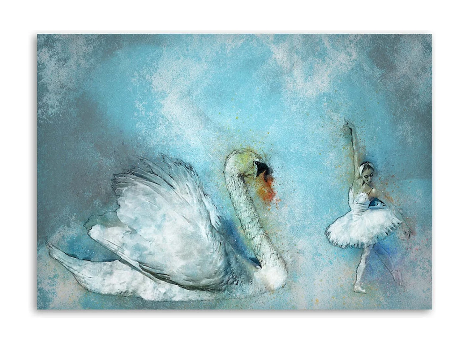 Quadro su tela, Cigno Ballerina Turchese - 60x40