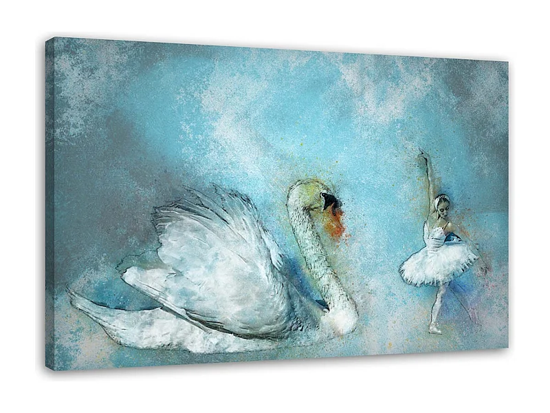 Quadro su tela, Cigno Ballerina Turchese - 60x40