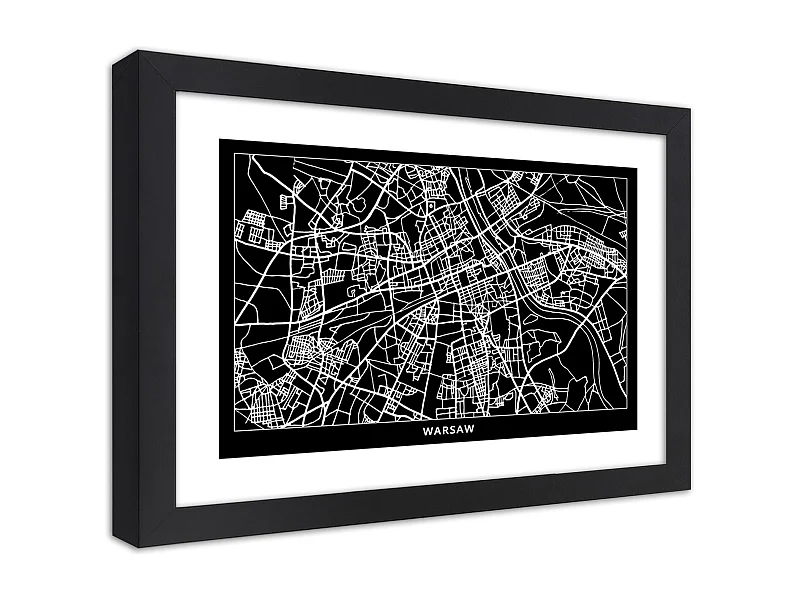 Quadro con cornice, Carta della città  di Varsavia - 60x40