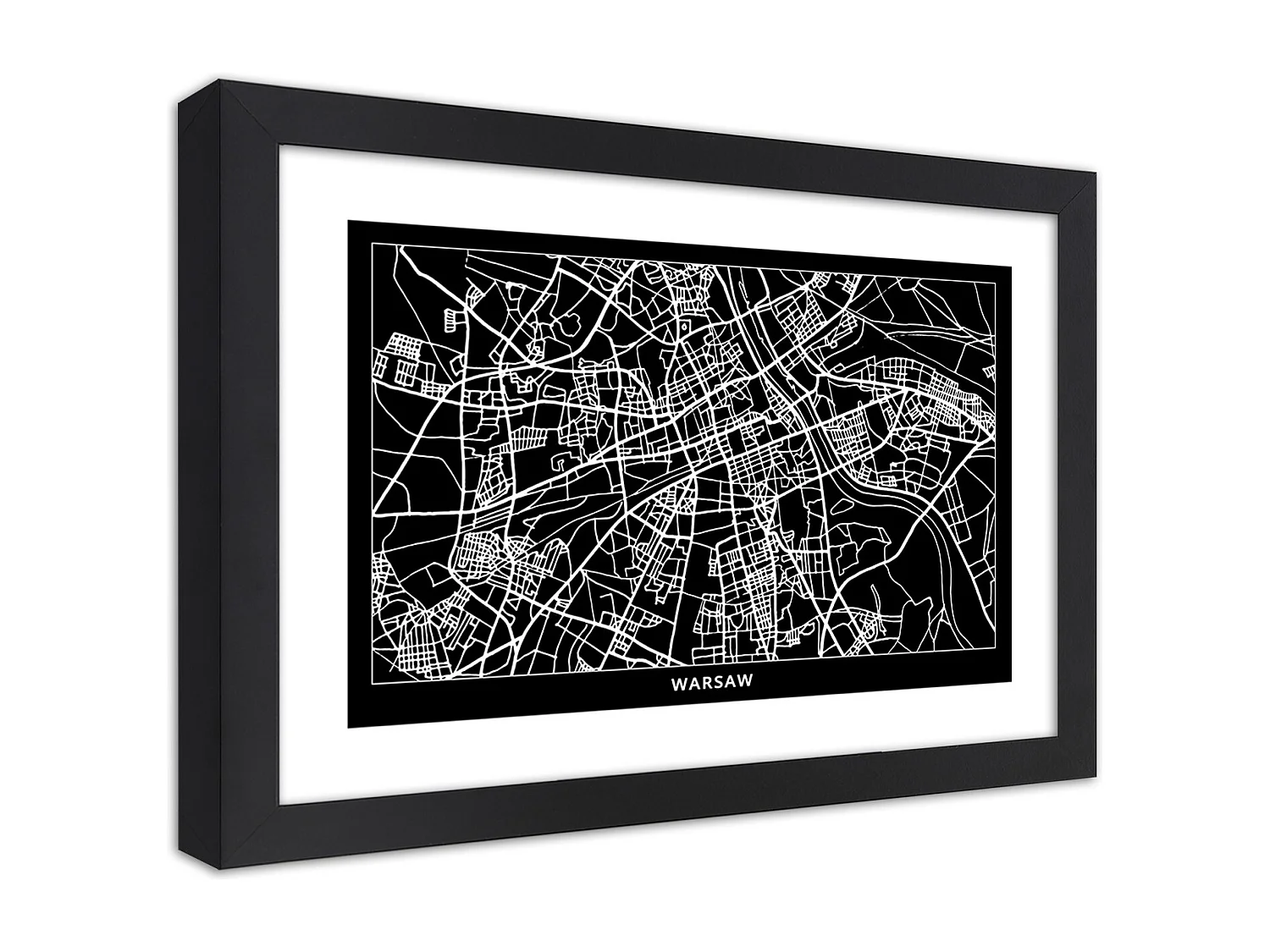 Quadro con cornice, Carta della città  di Varsavia - 60x40