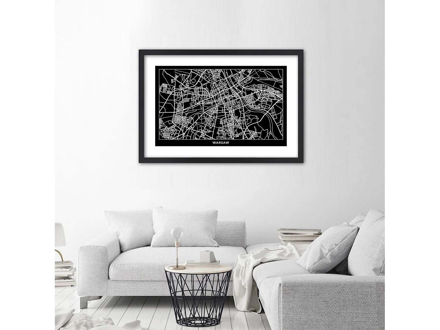 Quadro con cornice, Carta della città  di Varsavia - 60x40