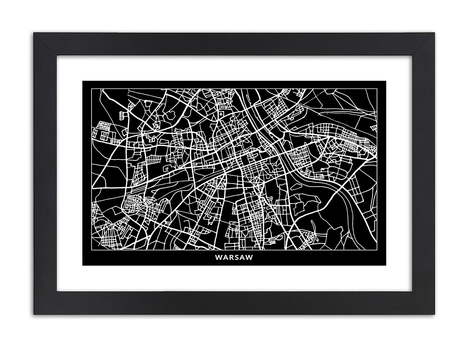 Quadro con cornice, Carta della città  di Varsavia - 60x40