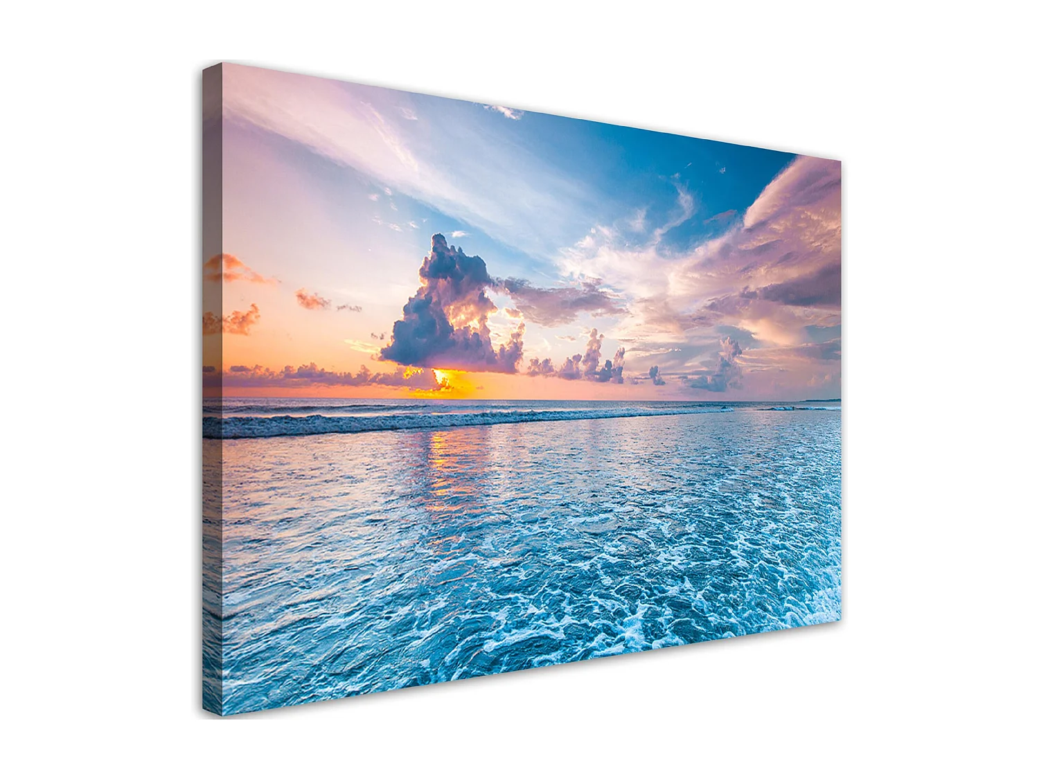 islandburner Quadri Moderni Bel Tramonto sul Mare con Una Vista di Palme sulla Spiaggia Bianca di Stampa su Tela - Quadro x poltrone Salotto Cucina mobili Ufficio casa - Fotografica Formato XXL DHA