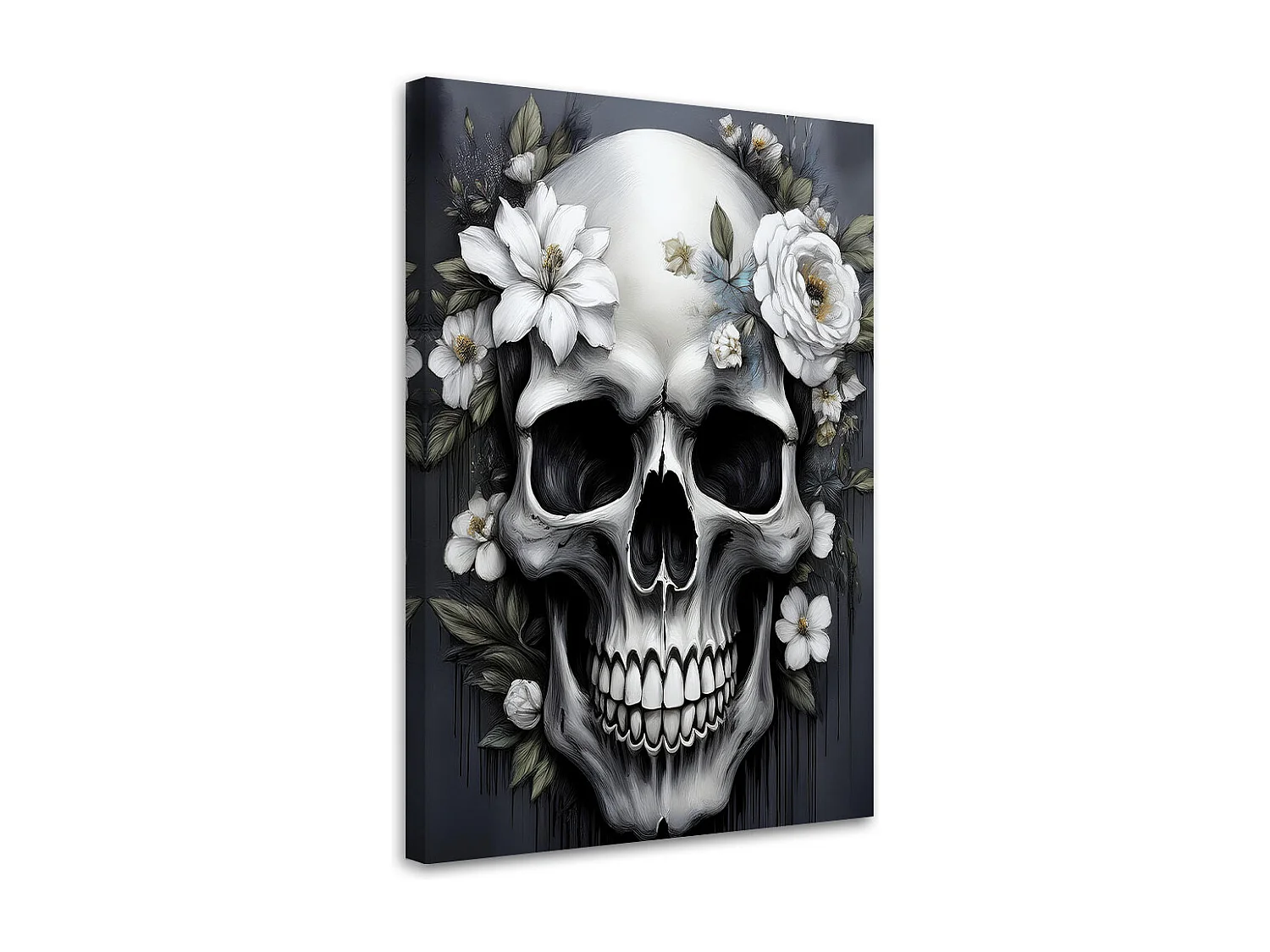 Quadro su tela - Fiori bianchi su fondo carta da zucchero 2 S
