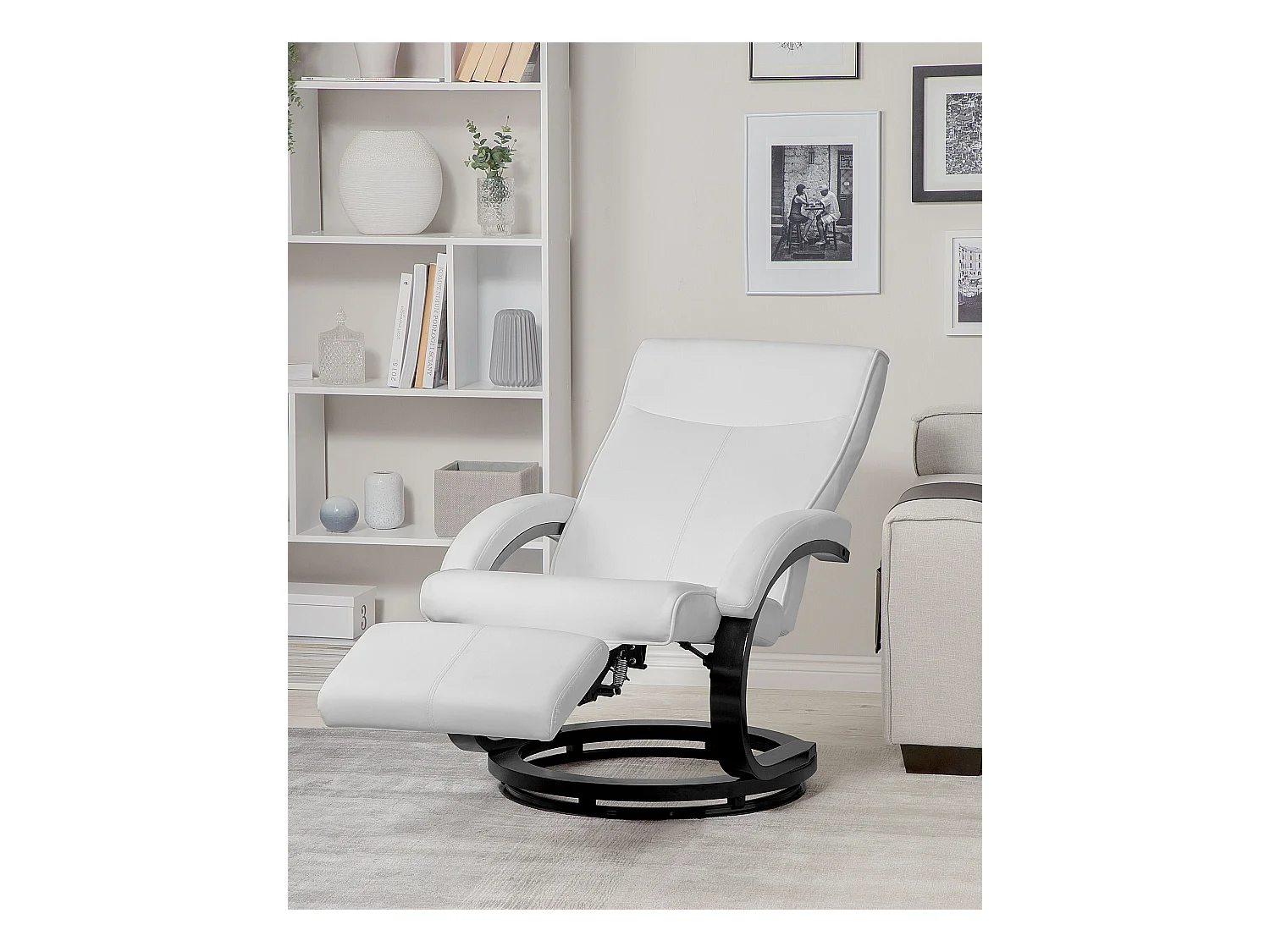 Fauteuil inclinable MIGHT Repose-pieds inclus Cuir PU Blanc
