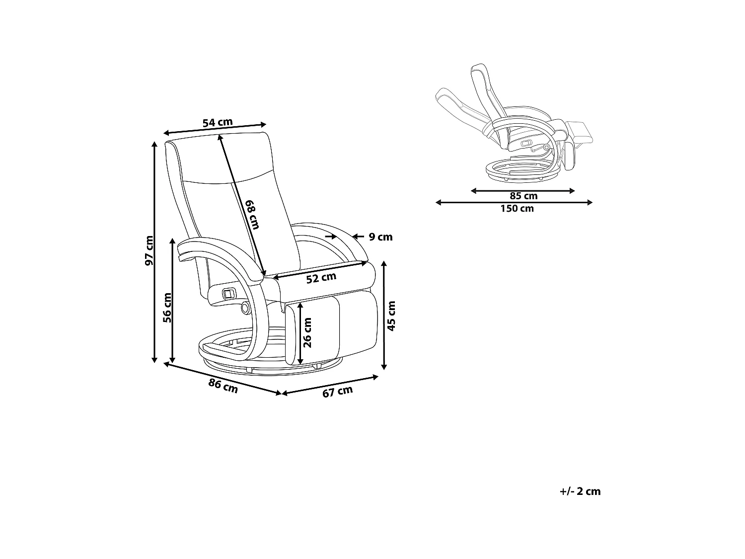 Fauteuil inclinable MIGHT Repose-pieds inclus Cuir PU Blanc