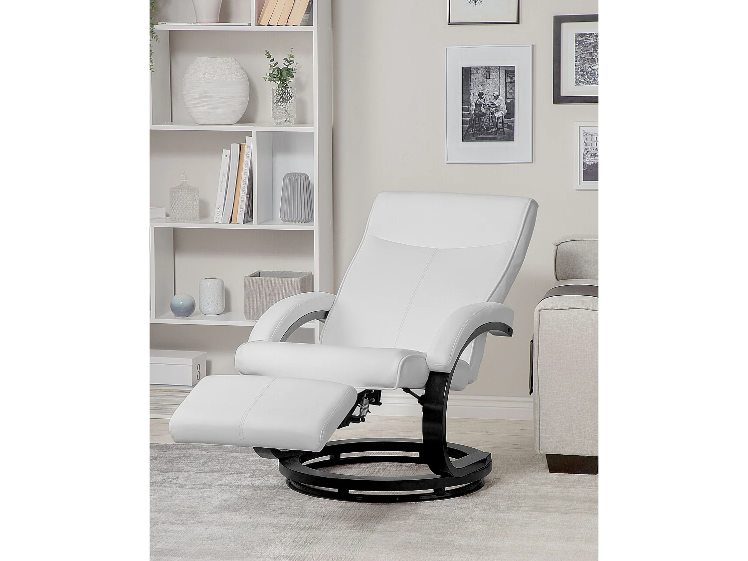 Fauteuil inclinable MIGHT Repose-pieds inclus Cuir PU Blanc