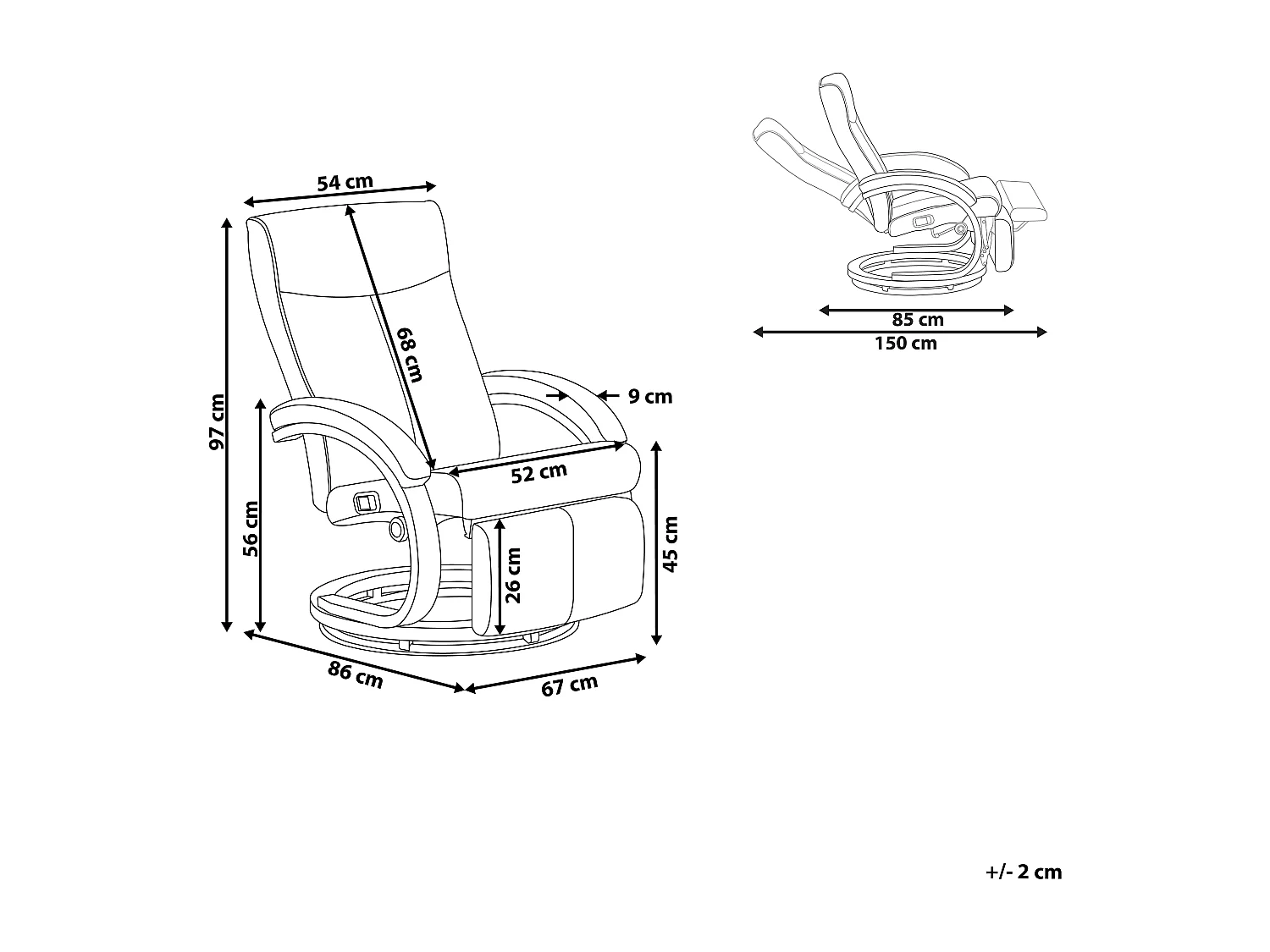 Fauteuil inclinable MIGHT Repose-pieds inclus Cuir PU Blanc