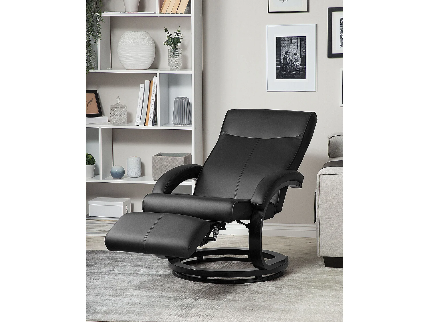 Bequemer Sessel Wippfunktion intergiertes Fußteil schwarz Might