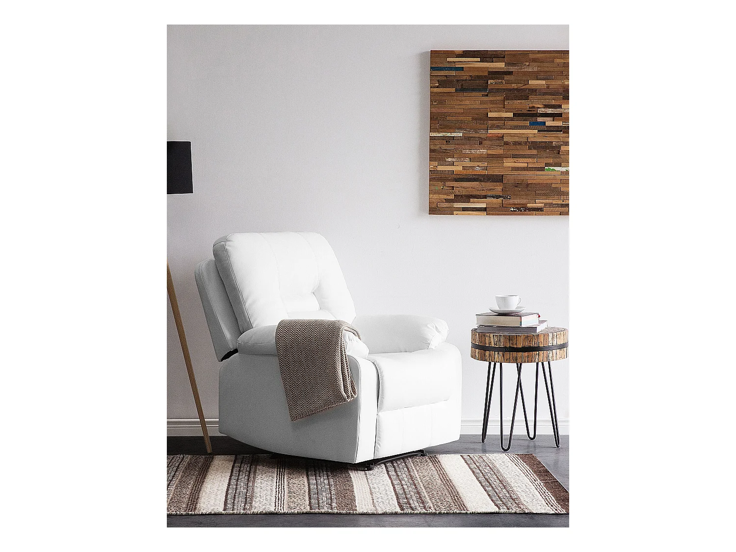 Sedia reclinabile BERGEN Pelle sintetica Bianco