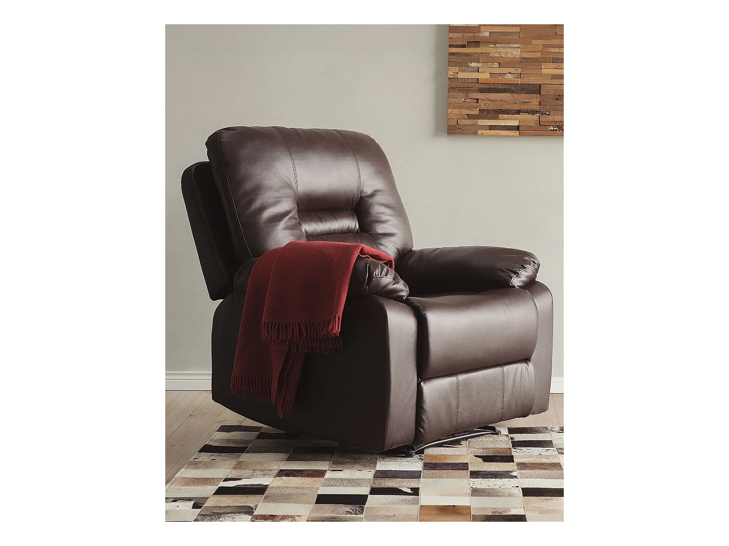Fauteuil inclinable BERGEN Repose-pieds inclus Cuir PU Marron