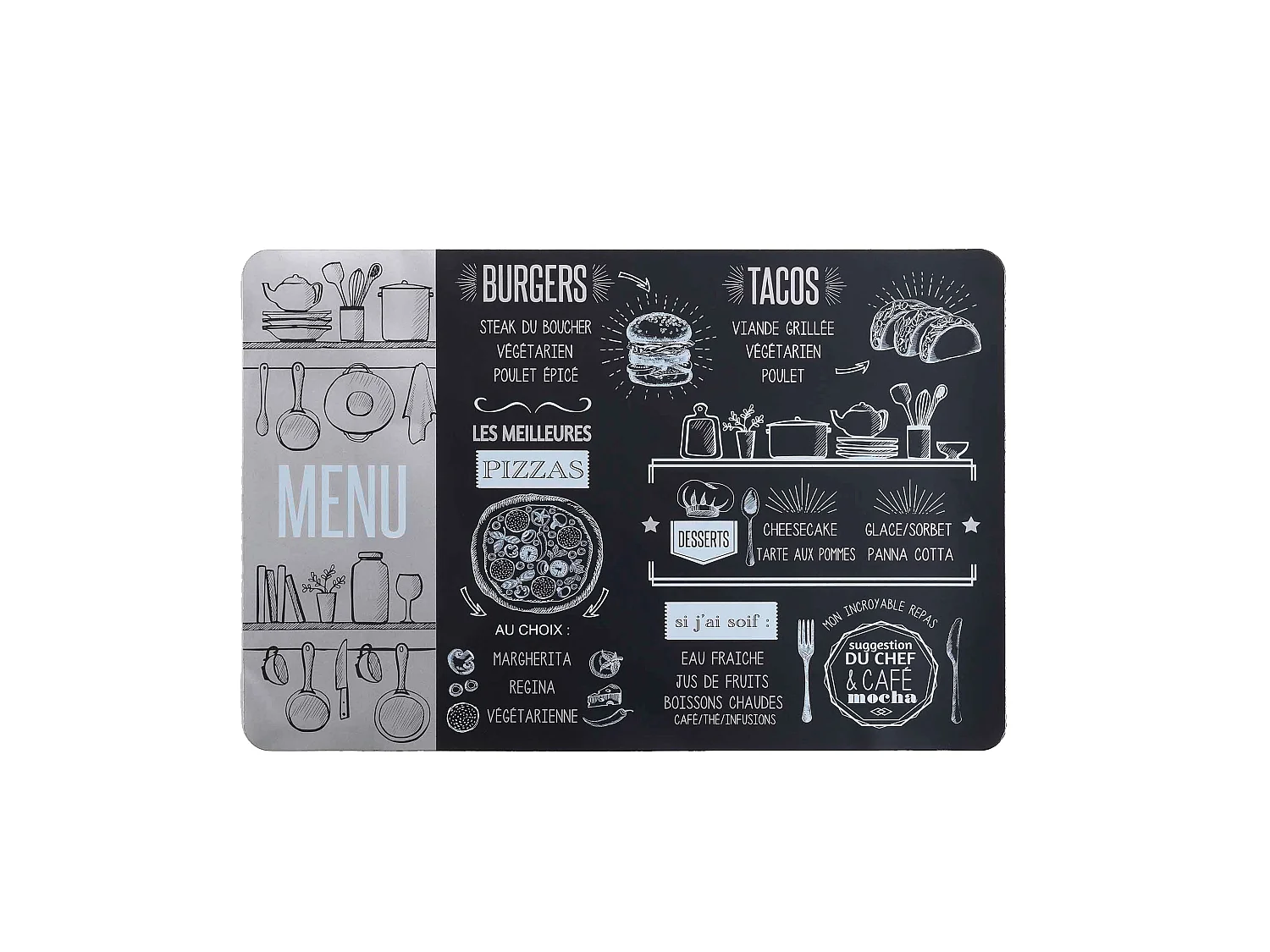 Set de table Menu de brasserie Argent