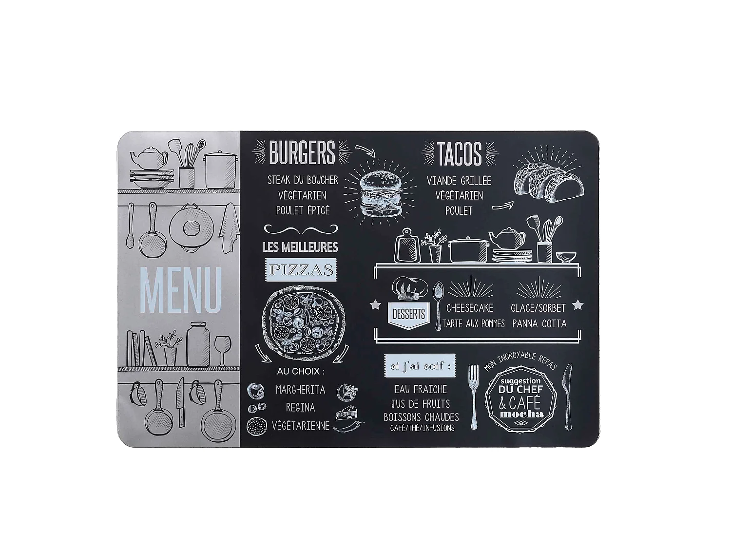 Set de table Menu de brasserie Argent