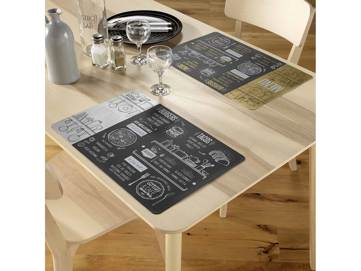 Set de table Menu de brasserie Argent