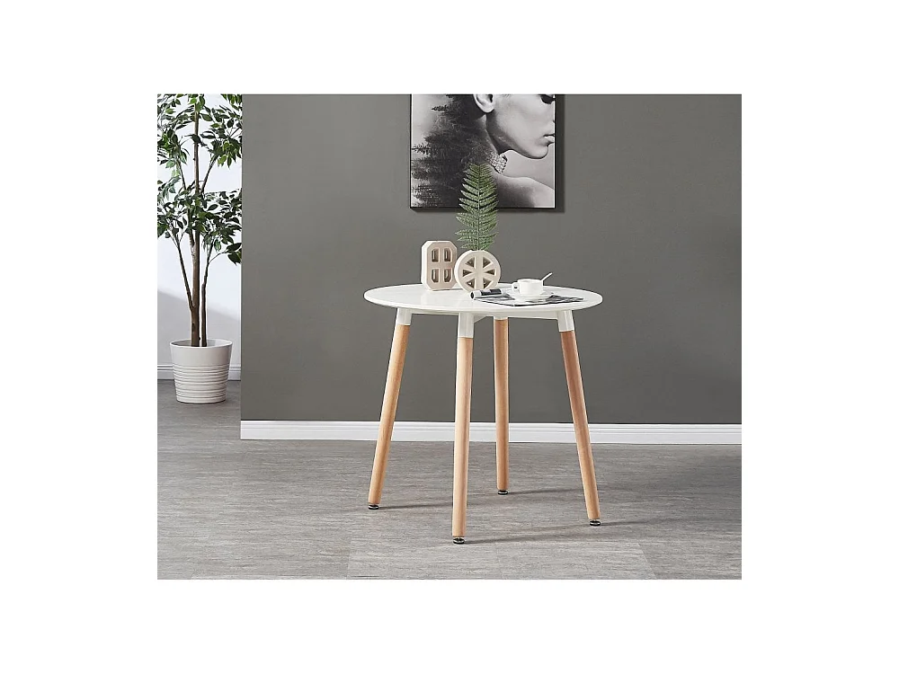 HALO - Table à manger ronde style scandinave - Blanc
