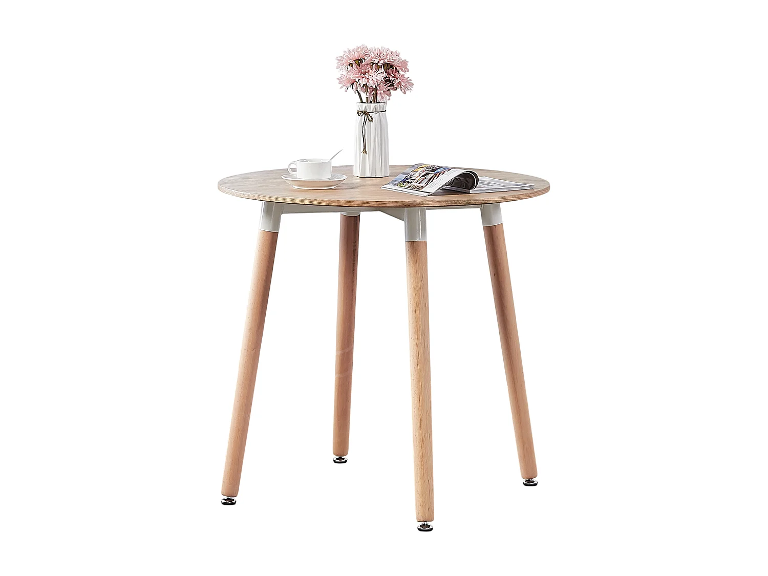 HALO - Table à manger ronde style scandinave - Chêne