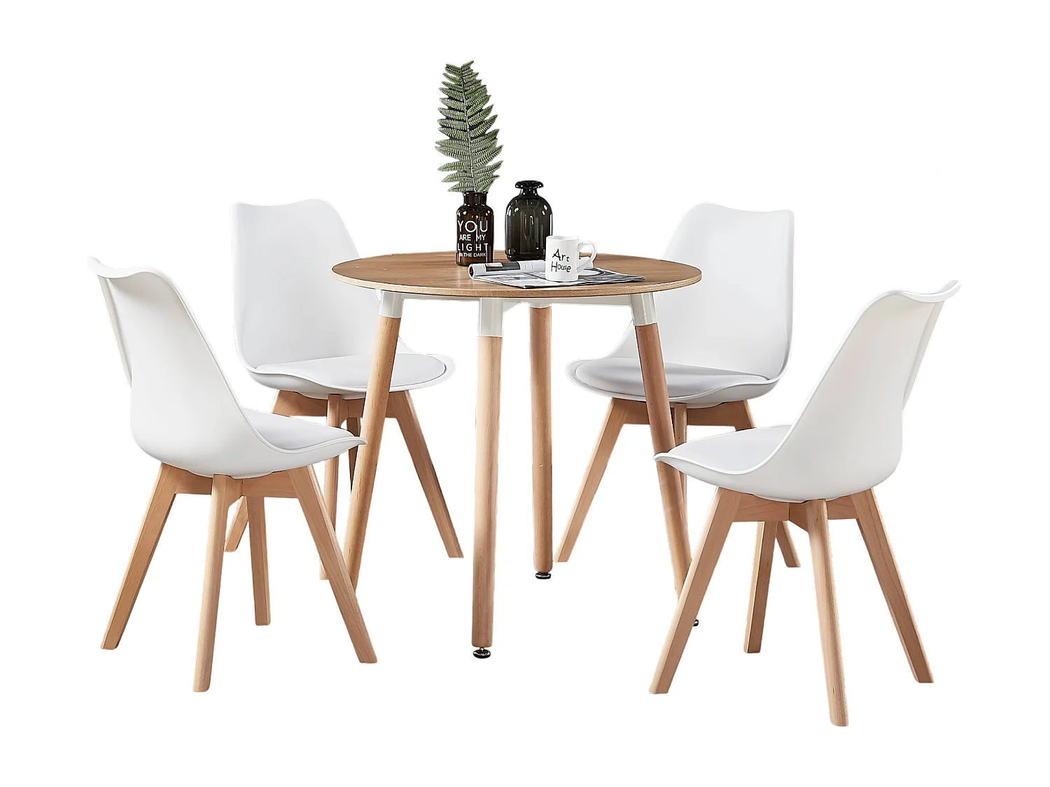 HALO - Table à manger ronde style scandinave - Chêne