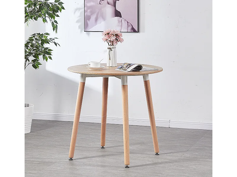 HALO - Table à manger ronde style scandinave - Chêne