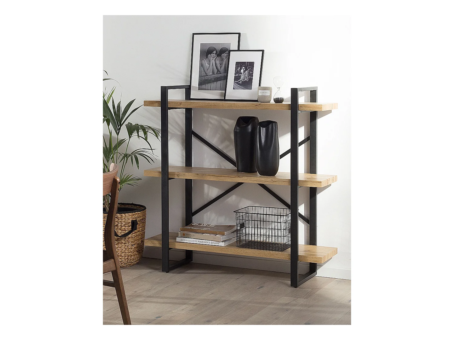 Étagère à 3 niveaux TIMBER 111 cm Marron clair