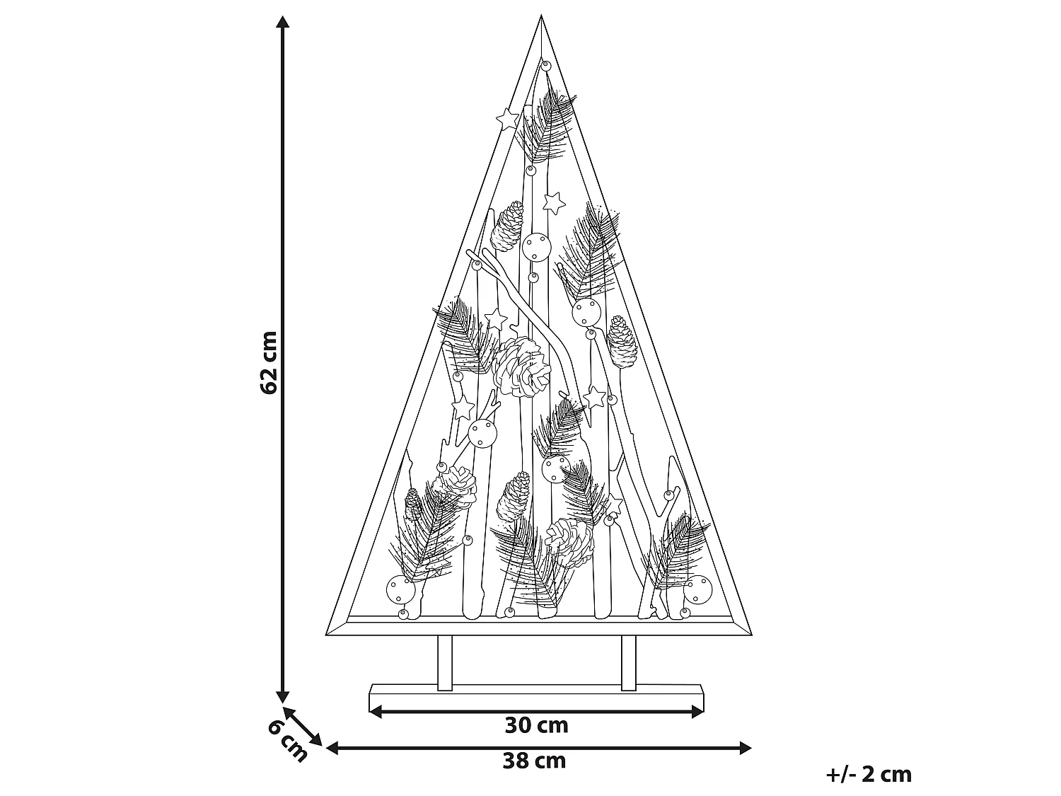 Décoration de Noël LED SVIDAL Arbre de Noël 62 cm Marron