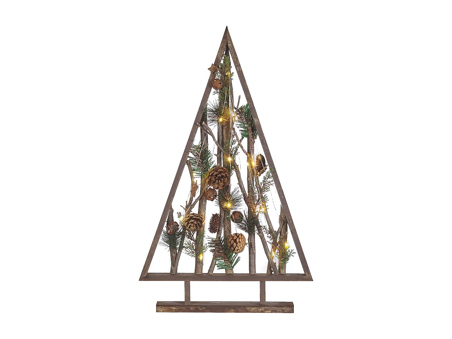 Figura decorativa LED de madera de pino oscura 62 cm SVIDAL