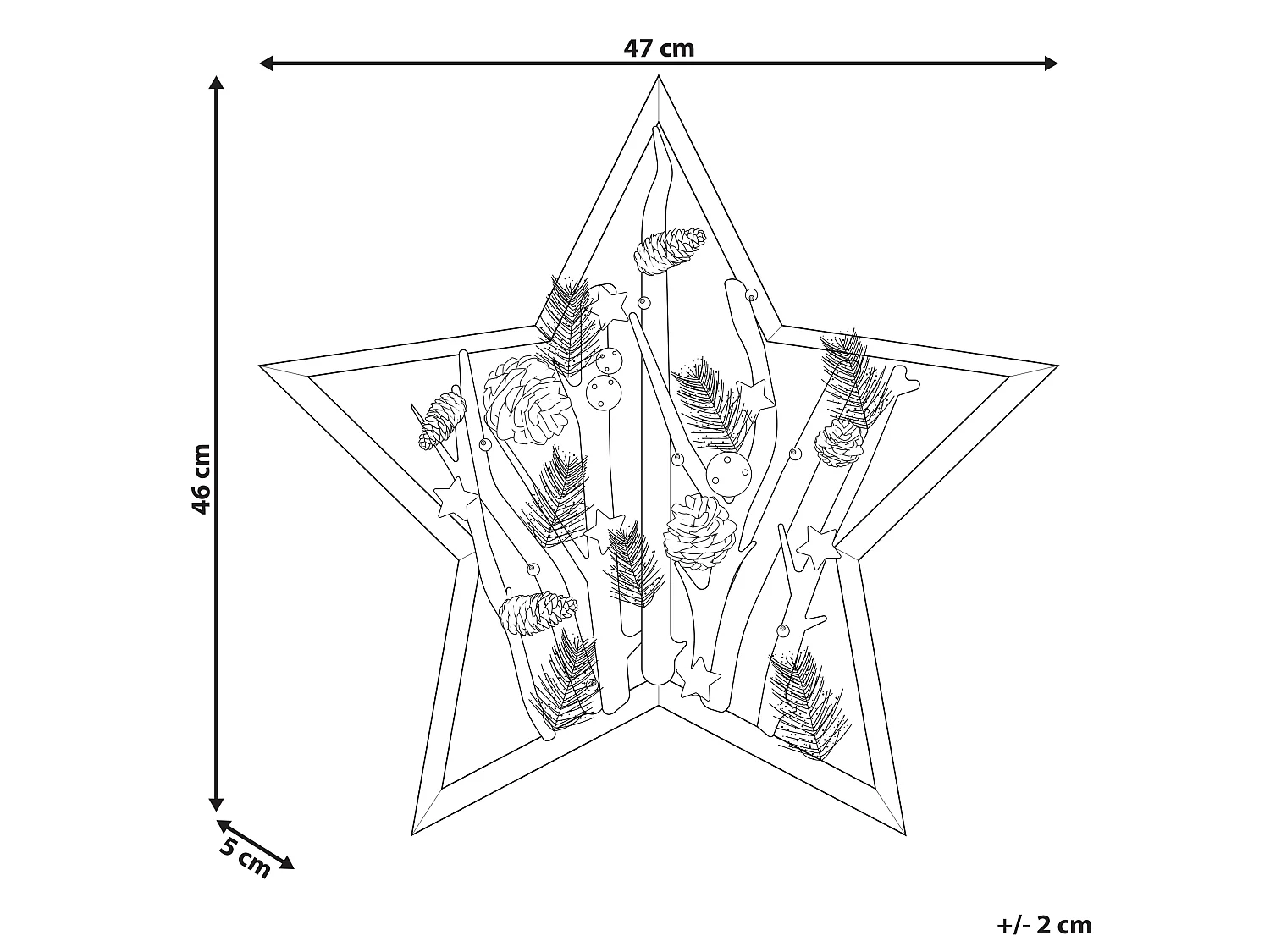 Décoration de Noël LED DOKKA Étoile 46 cm Marron