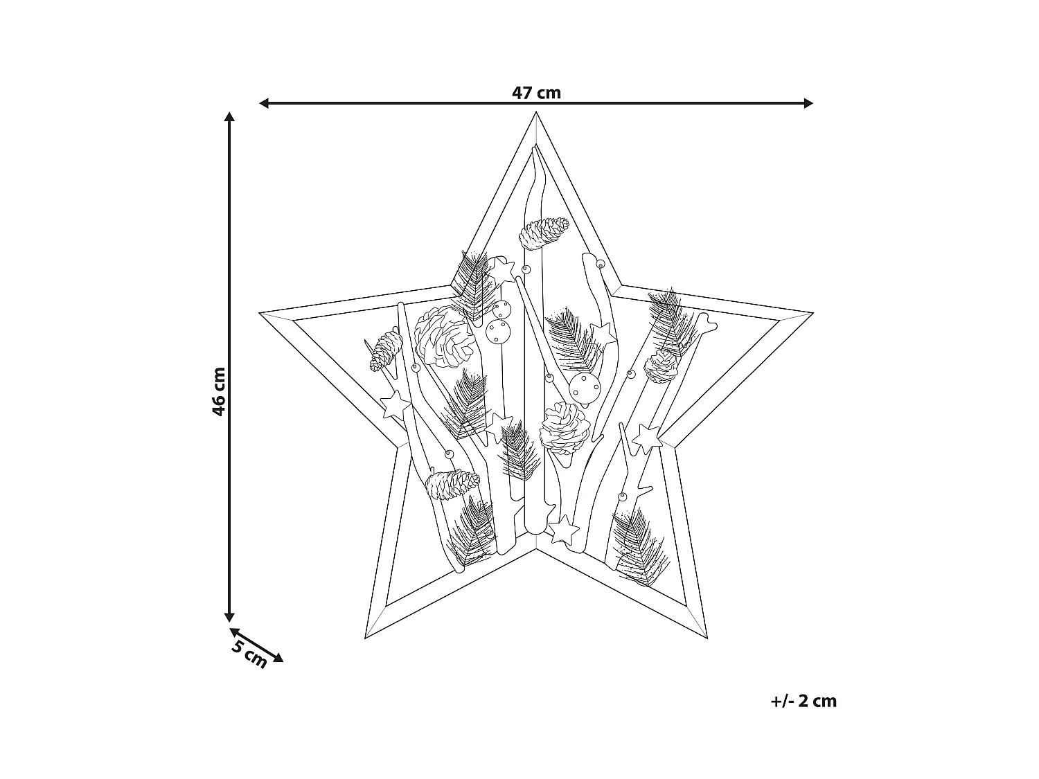 Décoration de Noël LED DOKKA Étoile 46 cm Marron