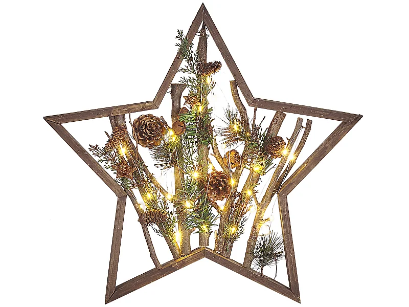 Décoration de Noël LED DOKKA Étoile 46 cm Marron